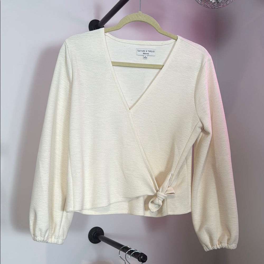 ✨ Madewell Cream Knit Wrap Top – Size Medium